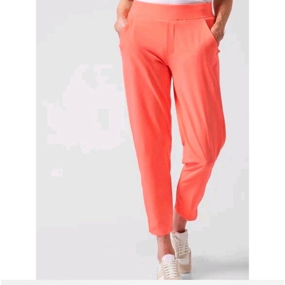 Athleta Brooklyn Ankle Performance Pants Women 12 Neon Coral Athleisure Pockets